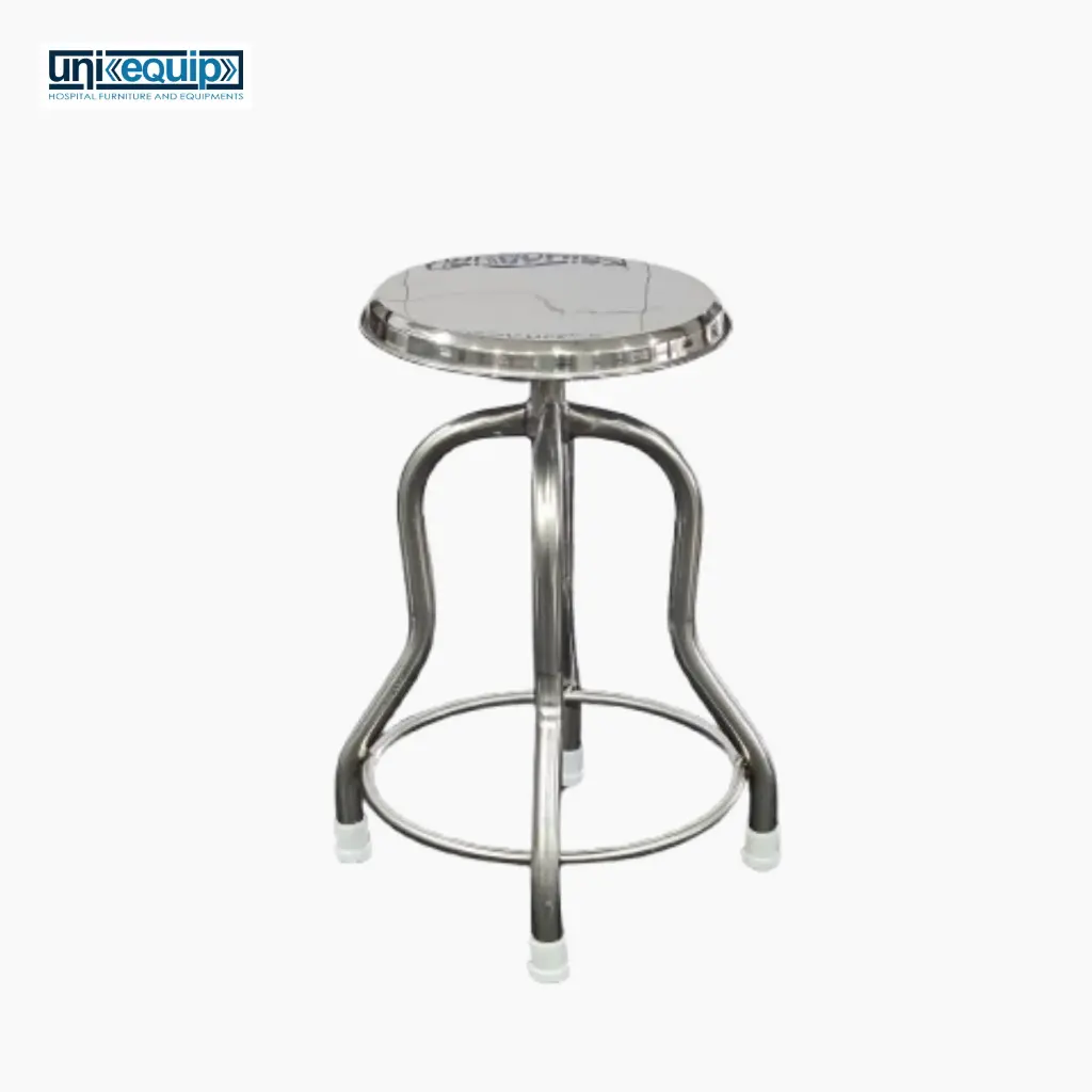 Uniequip 4 Leg Revolving Doctor Patient Stainless Steel (SS) Stool for Medical use