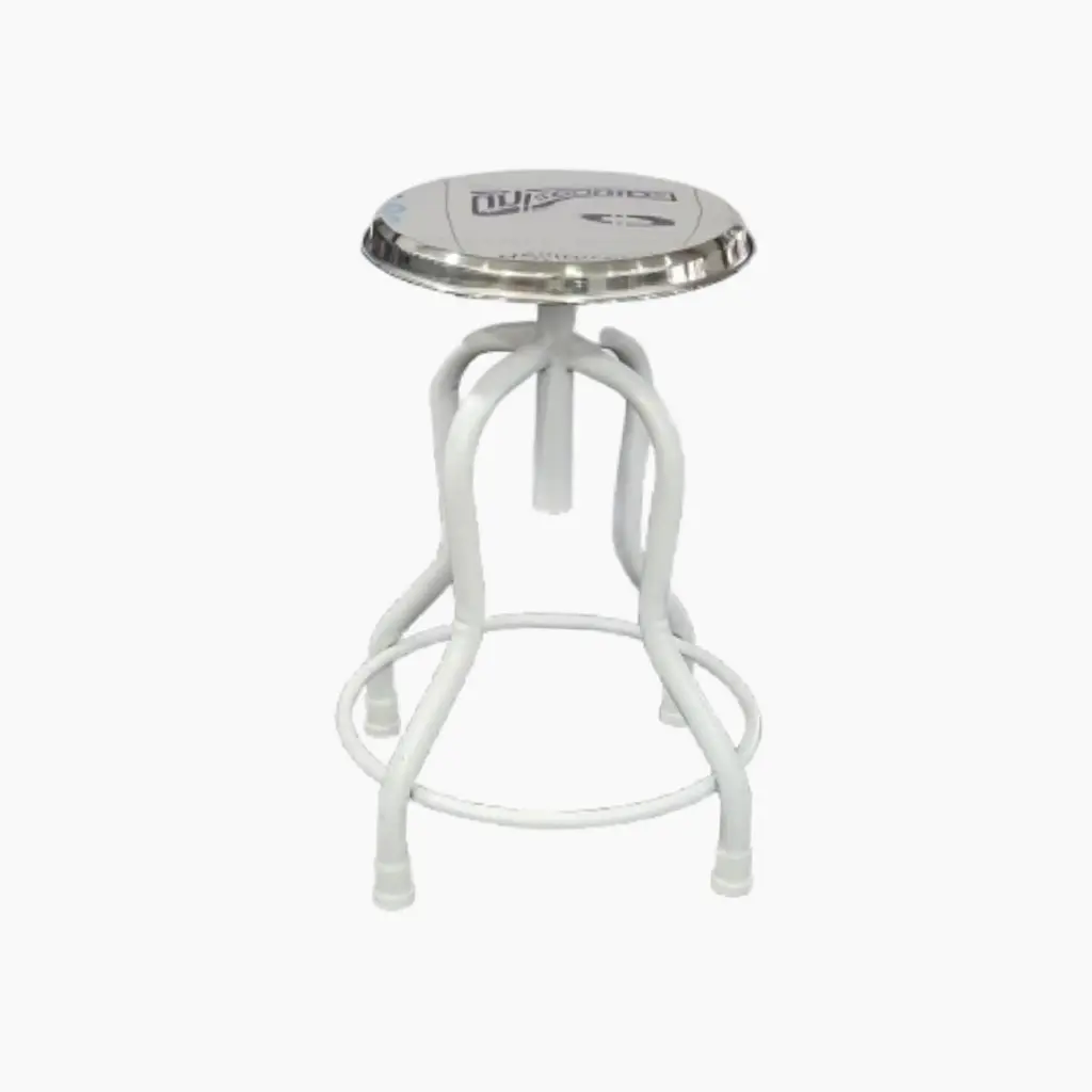 Uniequip 4 Leg Revolving Doctor Patient Stainless Steel (MS) Stool for Medical use
