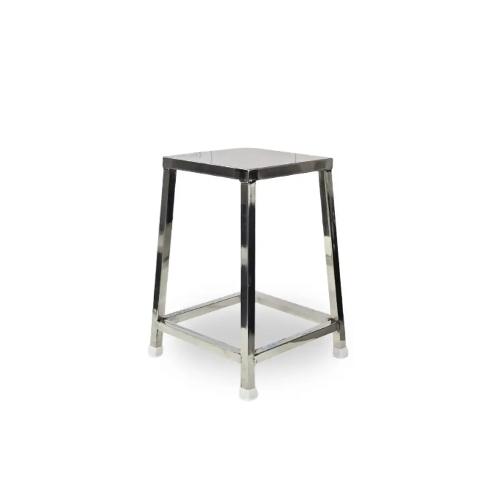 Uniequip 4-Leg Stool | Heavy-Duty Mild Steel Medical Stool for Hospitals, Clinics & Labs | Anti-Skid Plastic Feet | Durable & Stable (SS)