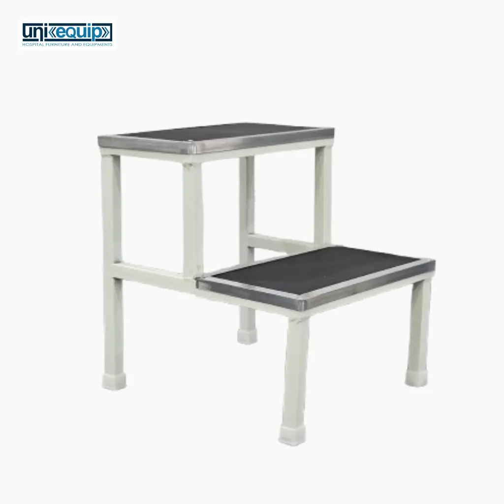Uniequip Double Foot Step Stool with Anti Slippery Rubber Coating TOP Medical Furniture Use for Hospital Food/Stool Hospital/Clinic/Nursing Home and Domestic Use