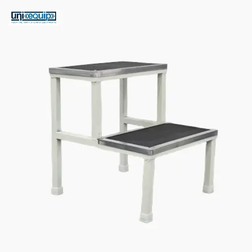 Uniequip Double Foot Step Stool with Anti Slippery Rubber Coating TOP Medical Furniture Use for Hospital Food/Stool Hospital/Clinic/Nursing Home and Domestic Use